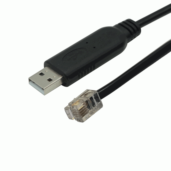 Black USB to RJ11 debugging cable